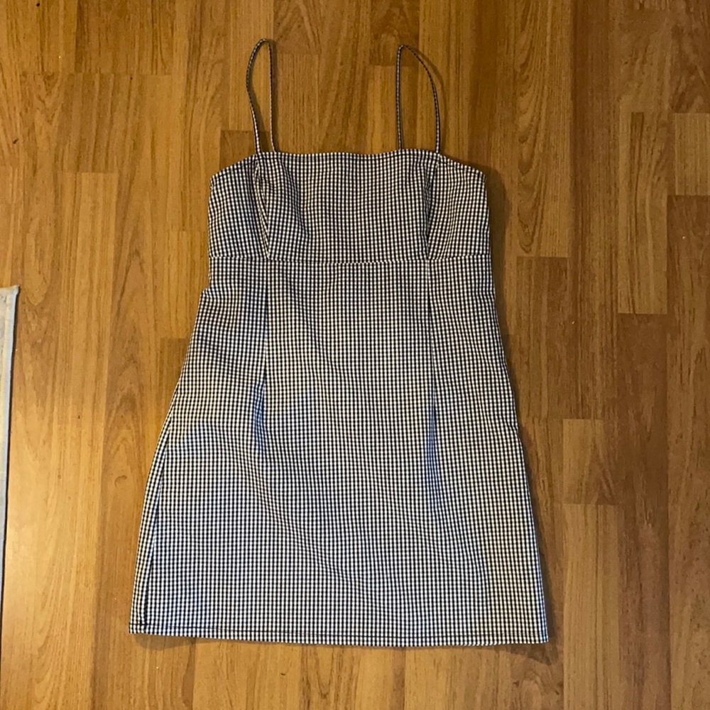 Gingham black and white mini dress size small